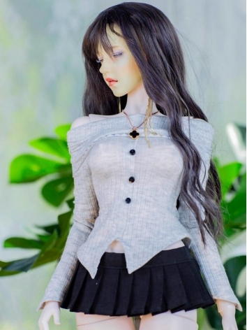 BJD Clothes Female Light Gray Off-shoulder Top for MSD SD Ball-jointed Doll