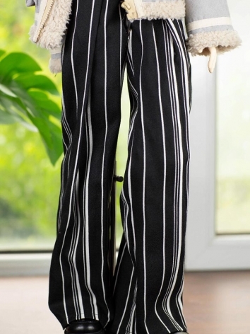 BJD Clothes Retro Black and White Stripe Pants for POPO68 ID75 Ball-jointed Doll
