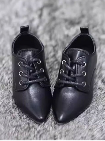 BJD Shoes Female Black Point Toe Lace-up High Heel Shoes for SD Size Ball Jointed Doll