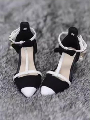 BJD Shoes Female Black Point Toe High Heel Shoes for SD Size Ball Jointed Doll