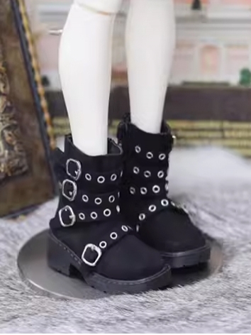 BJD Shoes Black Square Toe Thick Sole Boots for MSD Size Ball Jointed Doll