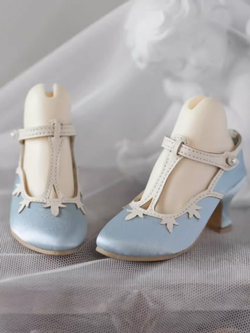 BJD Shoes Female Black White Pink Blue Retro Silk Shoes SH18  for SD Size Ball-jointed Doll