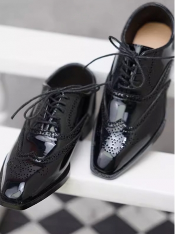 BJD Shoes Male Black Patent Leather Shoes for ID75 Size Ball-jointed Doll