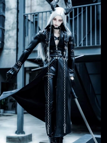 BJD Clothes Primal Warrior Leather Coat Pants Cloak Suit for ID75 UF75 HID Loongsoul73 Size Ball-jointed Doll