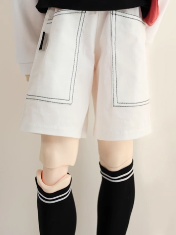 BJD Clothes White Large Pocket Loose Shorts A498 for ID75 Loongsoul73 Popo68 SD MSD Size Ball-jointed Doll