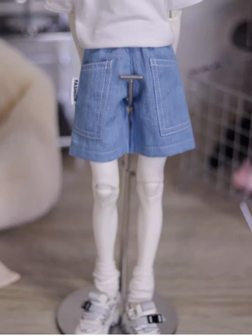 BJD Clothes Blue Large Pocket Loose Shorts A498 for ID75 Loongsoul73 Popo68 SD MSD Size Ball-jointed Doll