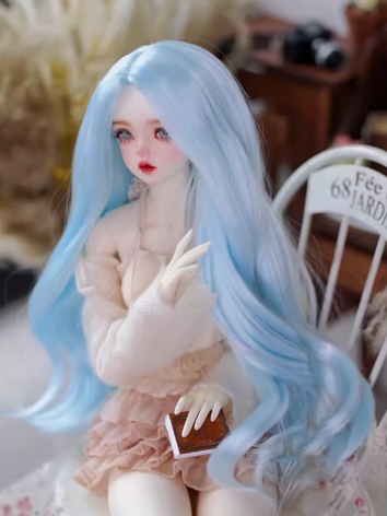 BJD Wig Female Blue Curly Soft Hair for SD MSD Size Ball-jointed Doll