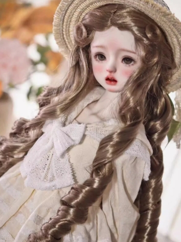 BJD Wig Retro Brown Mohair-...