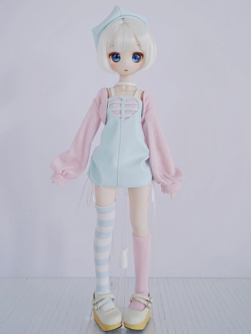 BJD Clothes Pink and Blue Top Dress Suit for MSD Size Ball-joined Doll