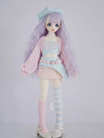 BJD Clothes Pink and Blue Top Skirt Suit for MSD Size Ball-joined Doll