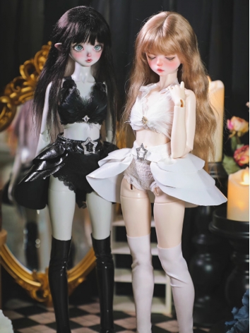 BJD Clothes White/ Black Feather Dress for MSD Size Ball-jointed Doll