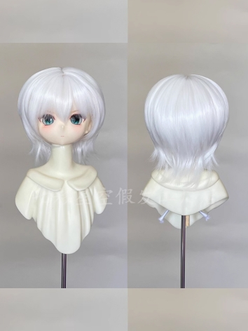 BJD Wig White Asymmetric Ba...