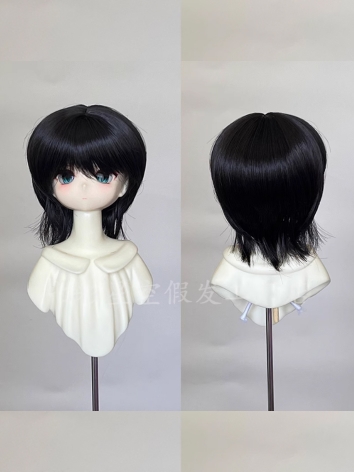 BJD Wig Black Asymmetric Ba...