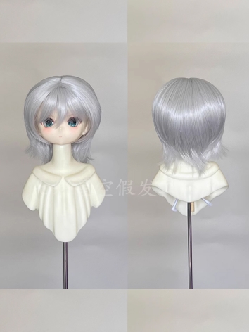 BJD Wig Gray Asymmetric Bas...