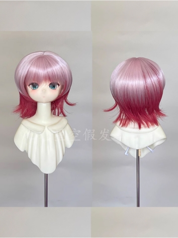 BJD Wig Pink Red Asymmetric...