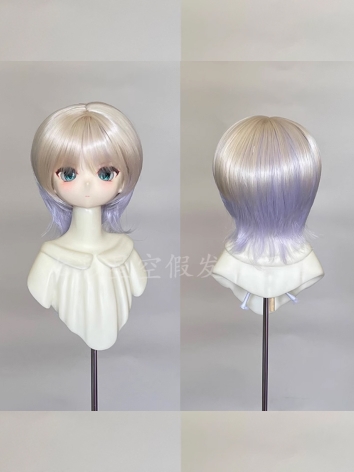 BJD Wig Gold Purple Asymmet...