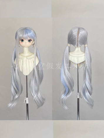 BJD Wig Gray Blue Bunches H...