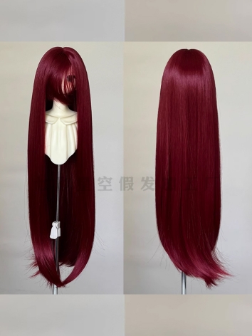 BJD Wig Wine High Temerature Long Bangs Hair for SD MSD Size Girl Ball-jointed Doll