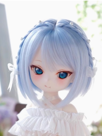 BJD Wig Girl Light Blue High Temperature Short Hair for SD MSD Size Ball Jointed Doll