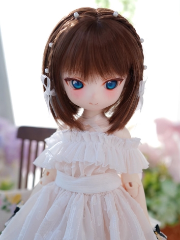 BJD Wig Girl Brown High Temperature Short Hair for SD MSD Size Ball Jointed Doll