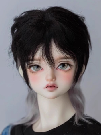 BJD Wig Boy Black and Gray Wolf Tail Mohair Hair for SD MSD Size Ball Jointed Doll