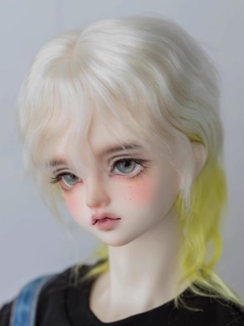 BJD Wig Boy White and Yellow Wolf Tail Mohair Hair for SD MSD Size Ball Jointed Doll