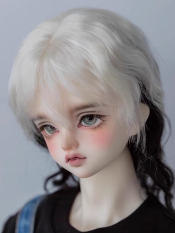 BJD Wig Boy Black and White Wolf Tail Mohair Hair for SD MSD Size Ball Jointed Doll