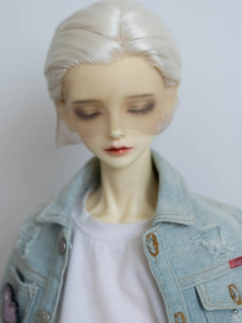 BJD Wig Boy White Short Mohair for SD Size Ball Jointed Doll