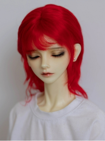 BJD Wig Boy Red Wolf Tail Short Mohair for SD MSD Size Ball Jointed Doll