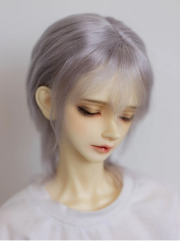 BJD Wig Boy Silver Wolf Tail Short Mohair for SD MSD Size Ball Jointed Doll