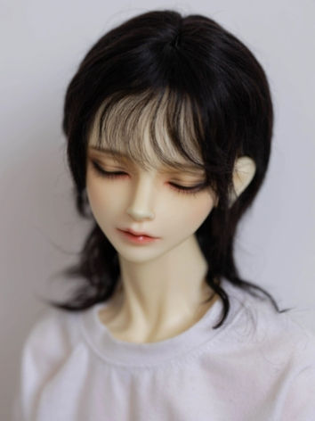 BJD Wig Boy Black Wolf Tail Short Mohair for SD MSD Size Ball Jointed Doll