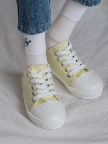 BJD Shoes Boy Girl Yellow Lace-up Canvas Shoes for 70cm SD MSD Size Ball Jointed Doll