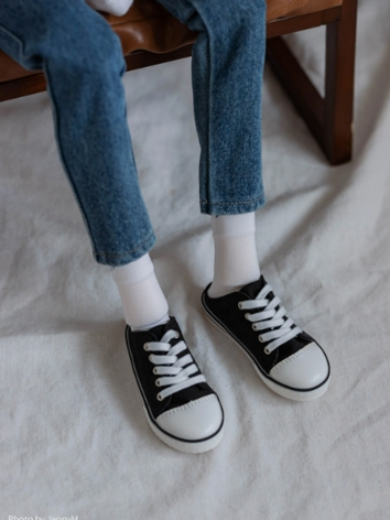 BJD Shoes Boy Girl Black Lace-up Canvas Shoes for 70cm SD MSD Size Ball Jointed Doll