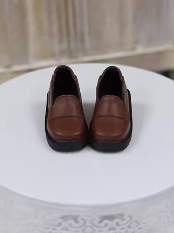 BJD Shoes Boy Girl Brown White Thick Sole Leather Shoes for MSD Size Ball Jointed Doll