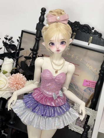 BJD Clothes Girl Pink Strapless Princess Fashion Dress for SD16 MSD Ball-jointed Doll