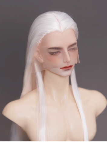 BJD Wig White Long Centre Parting Beauty Tip Soft Hair for SD Size Ball-jointed Doll