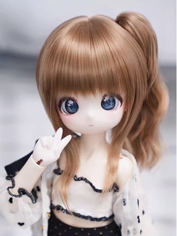 BJD Wig Brown Long Ponytail Soft Hair for SD Size Ball-jointed Doll