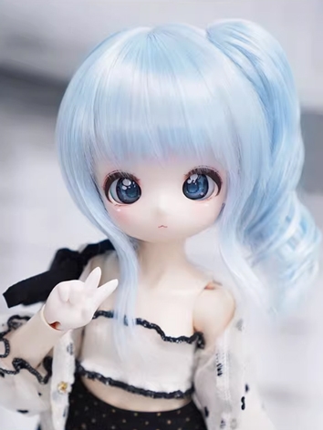 BJD Wig Blue Long Ponytail Soft Hair for SD Size Ball-jointed Doll