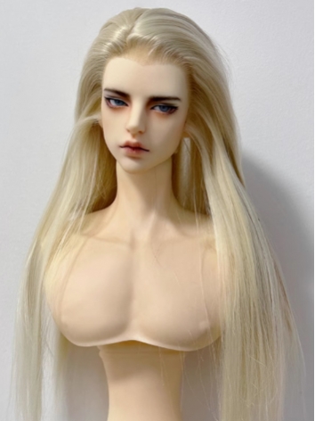 BJD Wig Light Gold Long Straight Beauty Tip Hair for SD Size Ball-jointed Doll