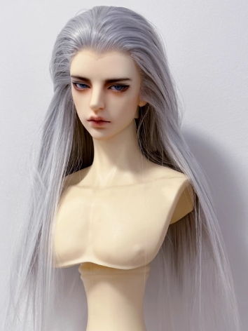 BJD Wig Gray Long Straight Beauty Tip Hair for SD Size Ball-jointed Doll