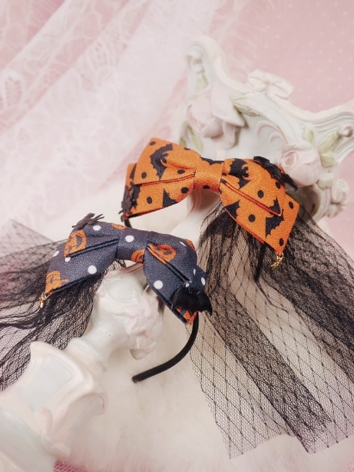 BJD Halloween Pumpkin Bat Bowknot Hair Accessory for SD/MSD/YOSD/Blythe Size Ball Jointed Doll