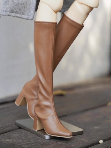 BJD Shoes Girl Brown High Heel Boots for MSD Size Ball-jointed Doll