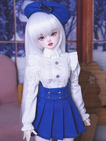 BJD Clothes Girl Blue White Navy Style Top Skirt Suits for MSD Size Ball-jointed Doll