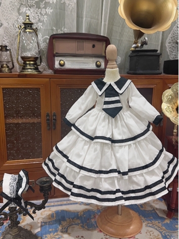 BJD Clothes Girl Black White Sailor Dress Set for SD/MSD/YOSD/BLYTHE/40cm/20cm/15cm Size Ball Jointed Doll