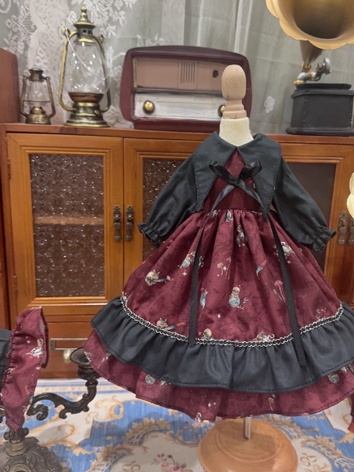 BJD Clothes Girl Black Wine Gothic Dress Set for SD/MSD/YOSD/BLYTHE/40cm/20cm/15cm Size Ball Jointed Doll