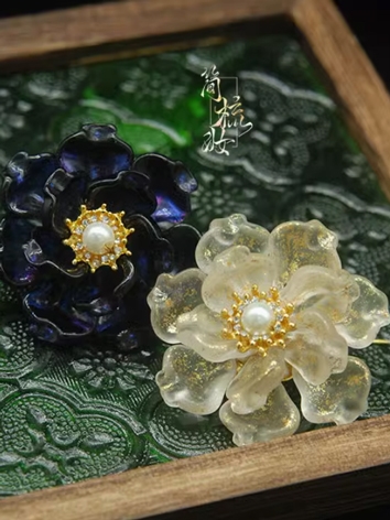 BJD Decoration Ancient Style Gold Blue Black Flower Hairpin for SD Size Ball-jointed doll