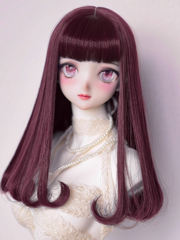 BJD Wig Girl Purple Wine High Temperature Long Hair for SD/MSD/YOSD/Blythe Size Ball-jointed Doll