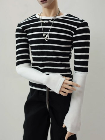 BJD Clothes Girl Boy Black and White Stripe Baseshirt for ID75 Loongsoul73 Popo68 SD MSD Size Ball-jointed Doll