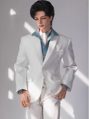 BJD Clothes Male White Jacket Suit Top for YC76 ID75 Muscle75 Size Ball-jointed Doll