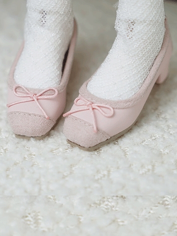 BJD Shoes Female Pink Low Heel Shoes for MSD Size Ball-jointed Doll